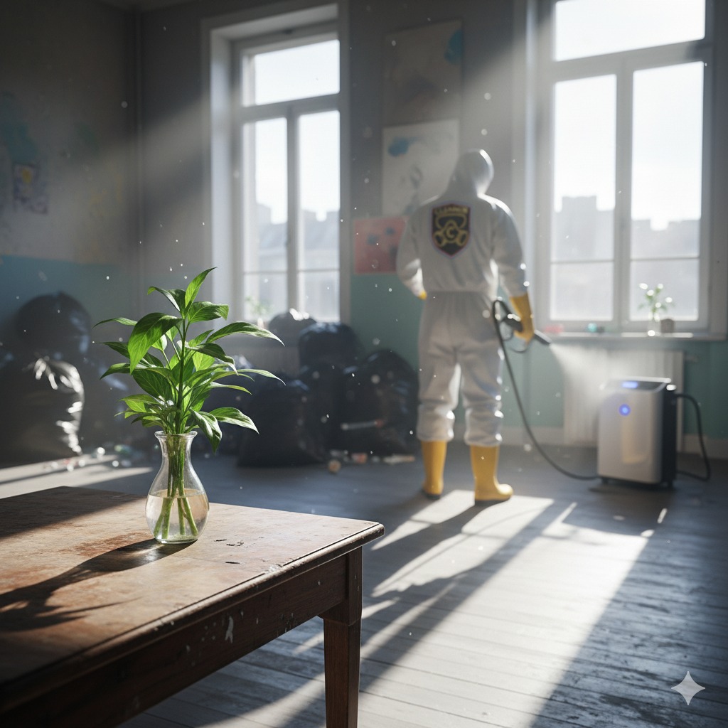 Équipe Cleanor en intervention avec matériel de nettoyage professionnel